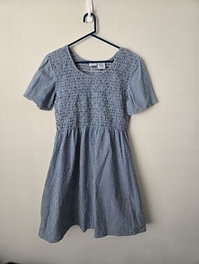Vintage 100% Cotton Gingham Smocked Dress